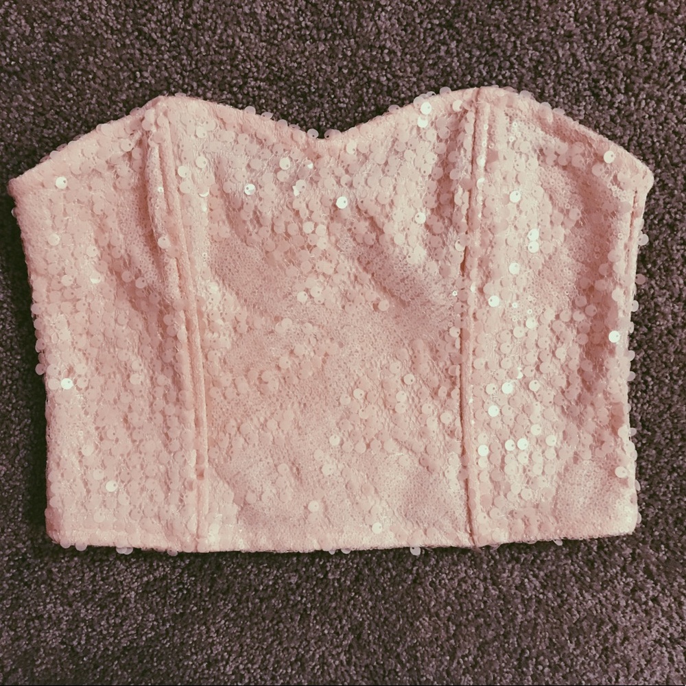 Pink sequined crop top